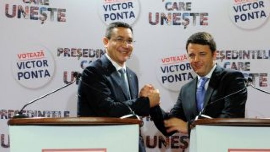 PREZIDENŢIALE Ponta, susţinut de premierul Italiei