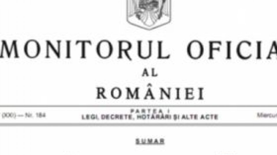 Ordonanţa de Urgenţă privind rectificarea bugetară,  publicată în Monitorul Oficial