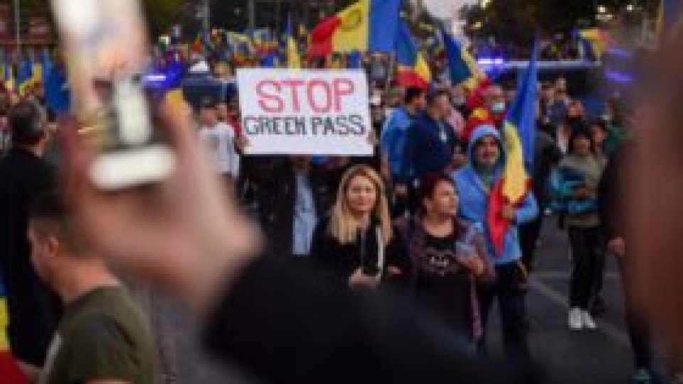 Proteste  în Bucureşti, împotriva vaccinării şi a certificatului verde